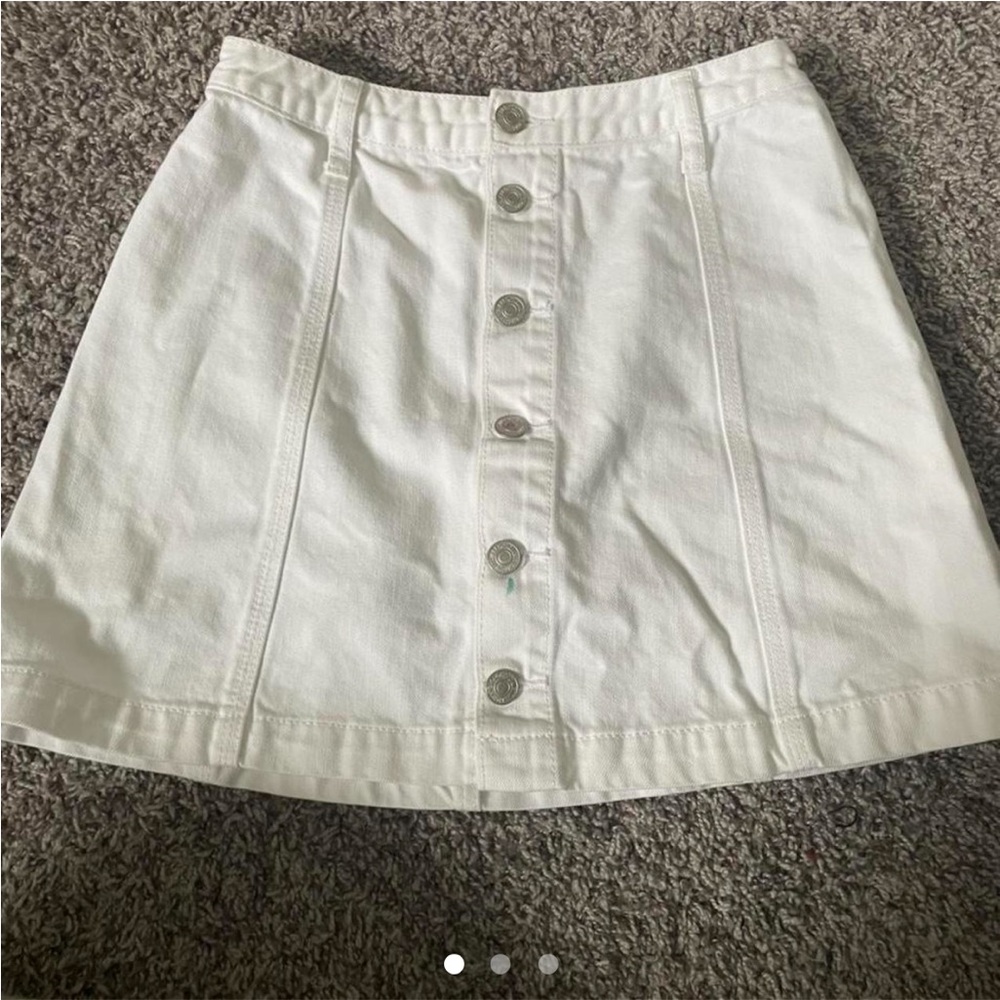 Abercrombie & Fitch White Button-Up Denim Mini Skirt